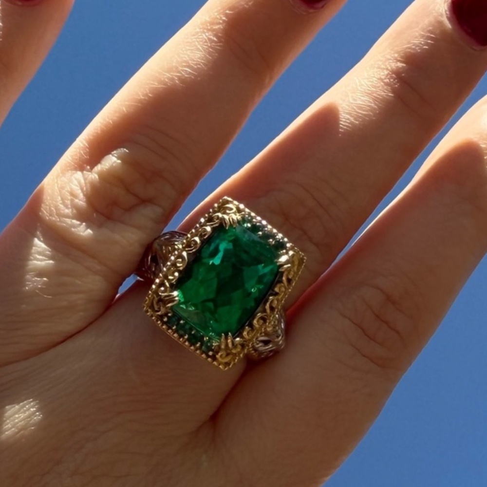 Michael Valitutti Gems En Vogue Czarina Green Quartz Emerald Sterling Ring Sz 9